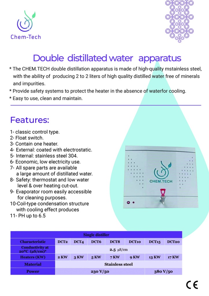 Double Distillated Water Apparatus