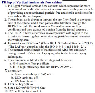 Vertical Laminar air flow (LAF) cabinet